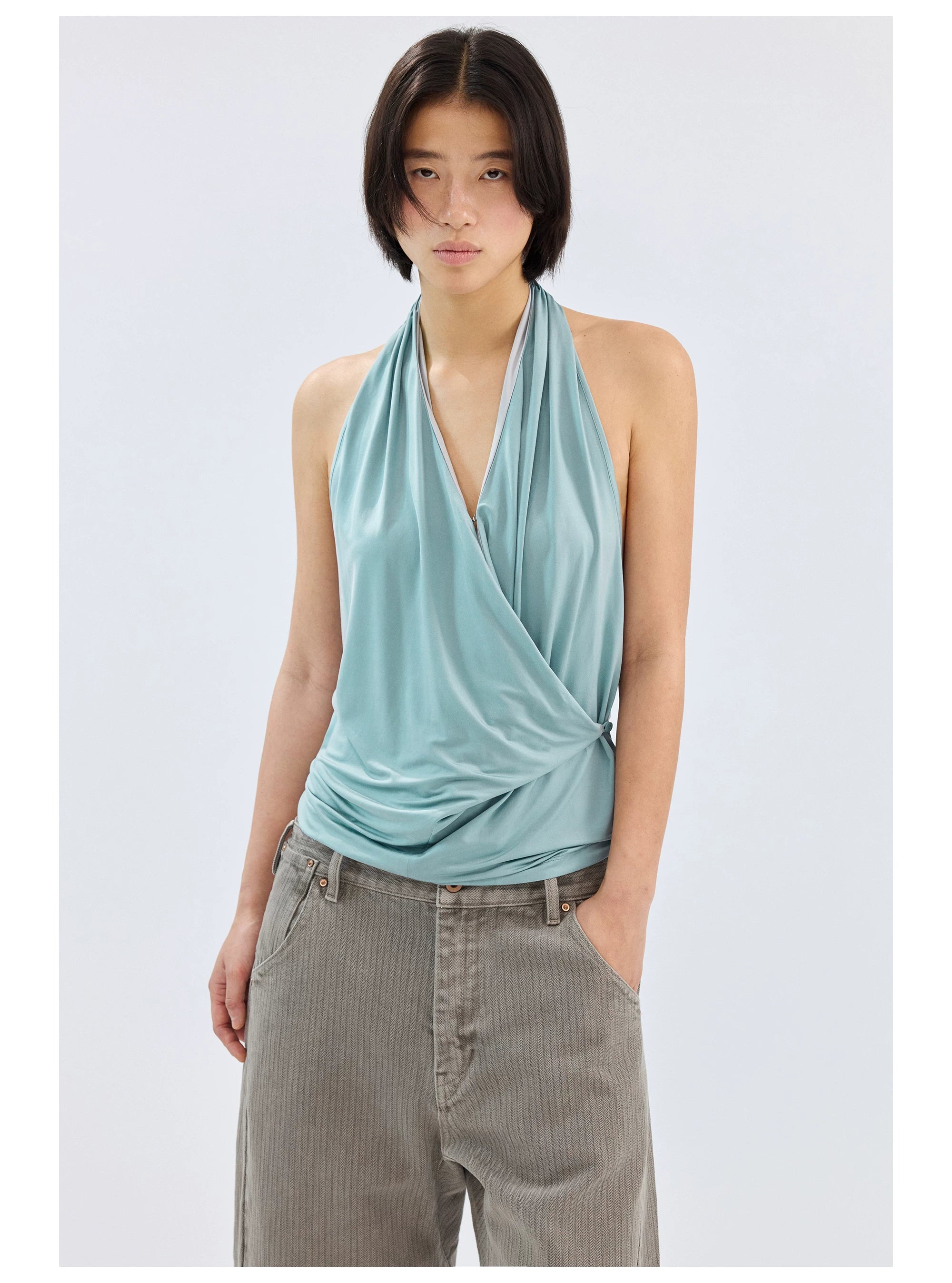 Draped Halter Neck Top
