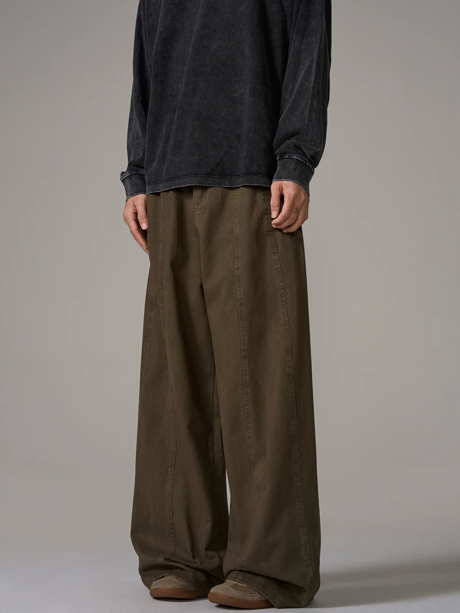 Washed Wide-Leg Work Pants