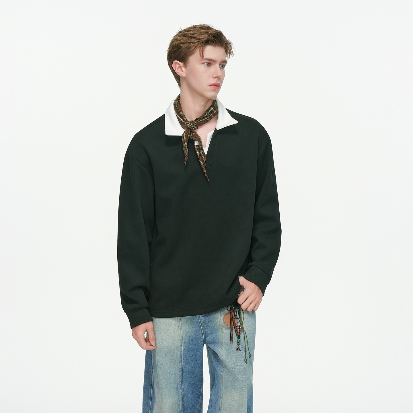 Contrast Collar Club Knit Polo Tee