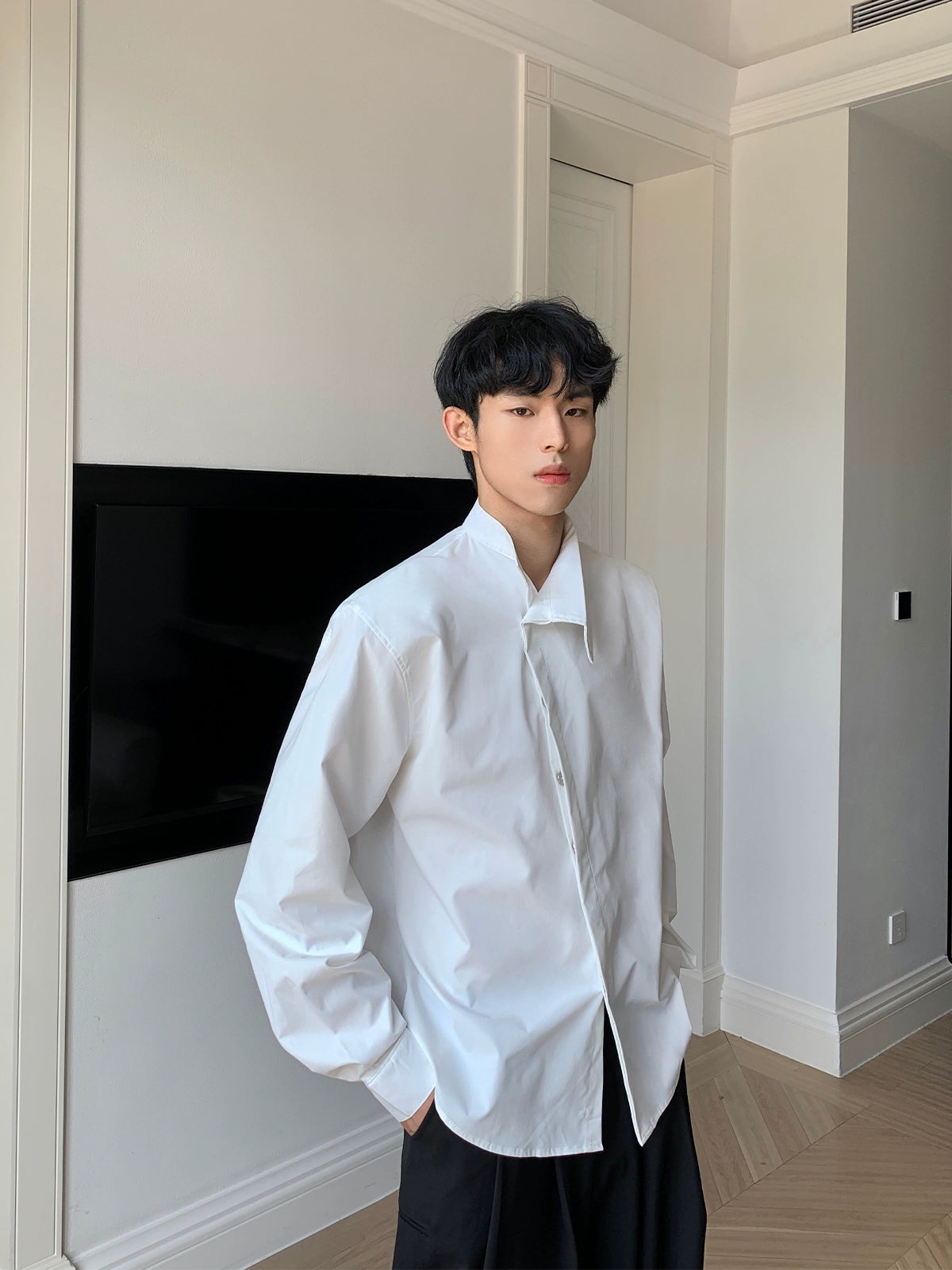 Asymmetric Collar Dress Shirt