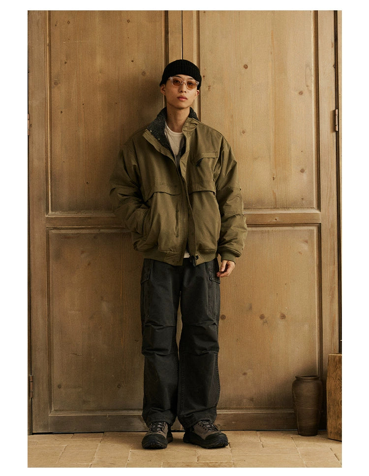 Military Green Straight Cargo Pants