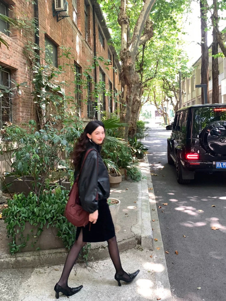 Corduroy Button-Front Mini Skirt