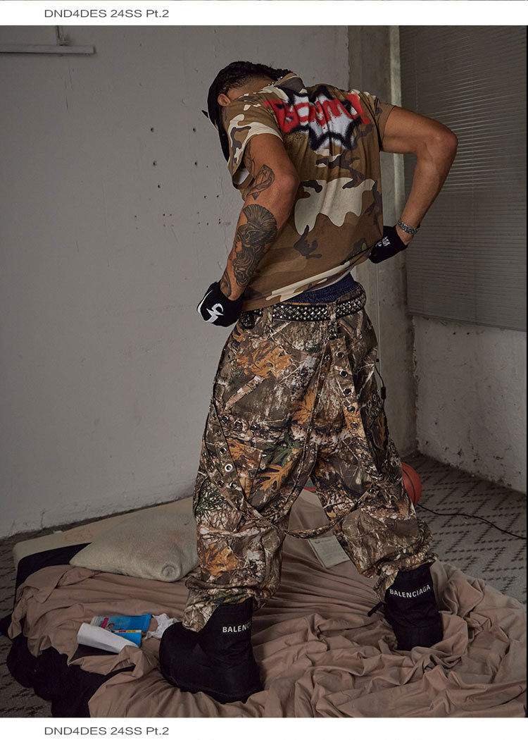 Studded Camo Cargo Overpants