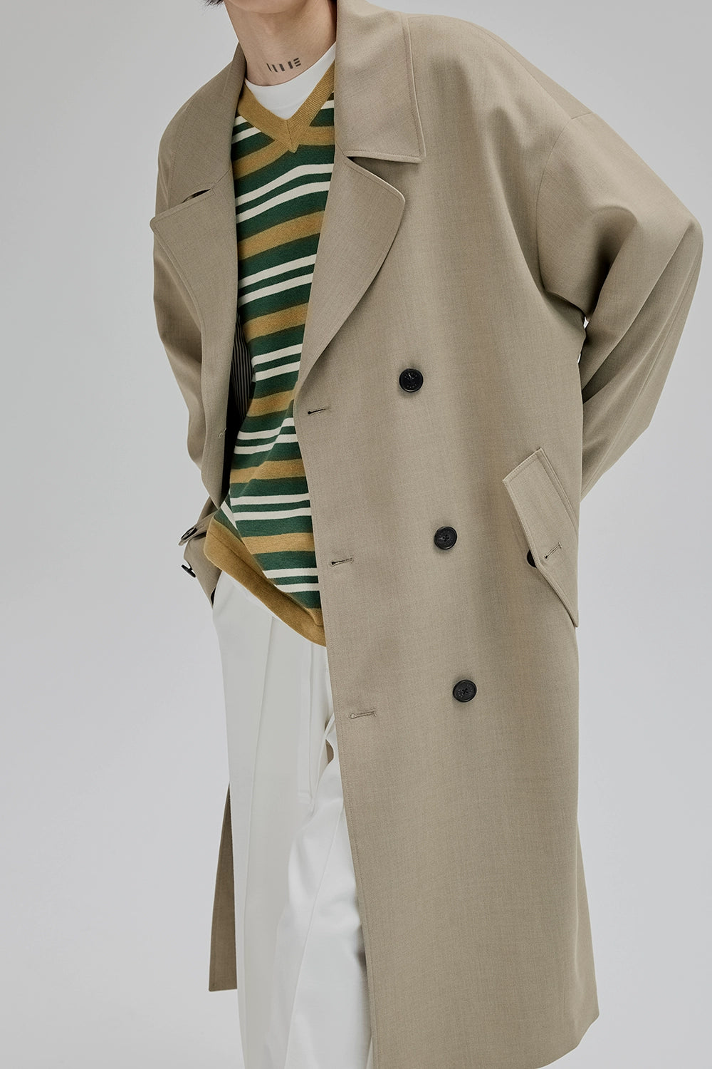 Double-breasted Straight-cut Long Trench Coat