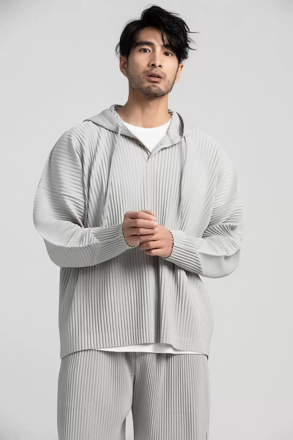 Glacier Wave Pleated Hoodie