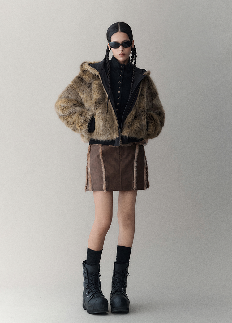 Reversible Hooded Faux Fur Winter Jacket
