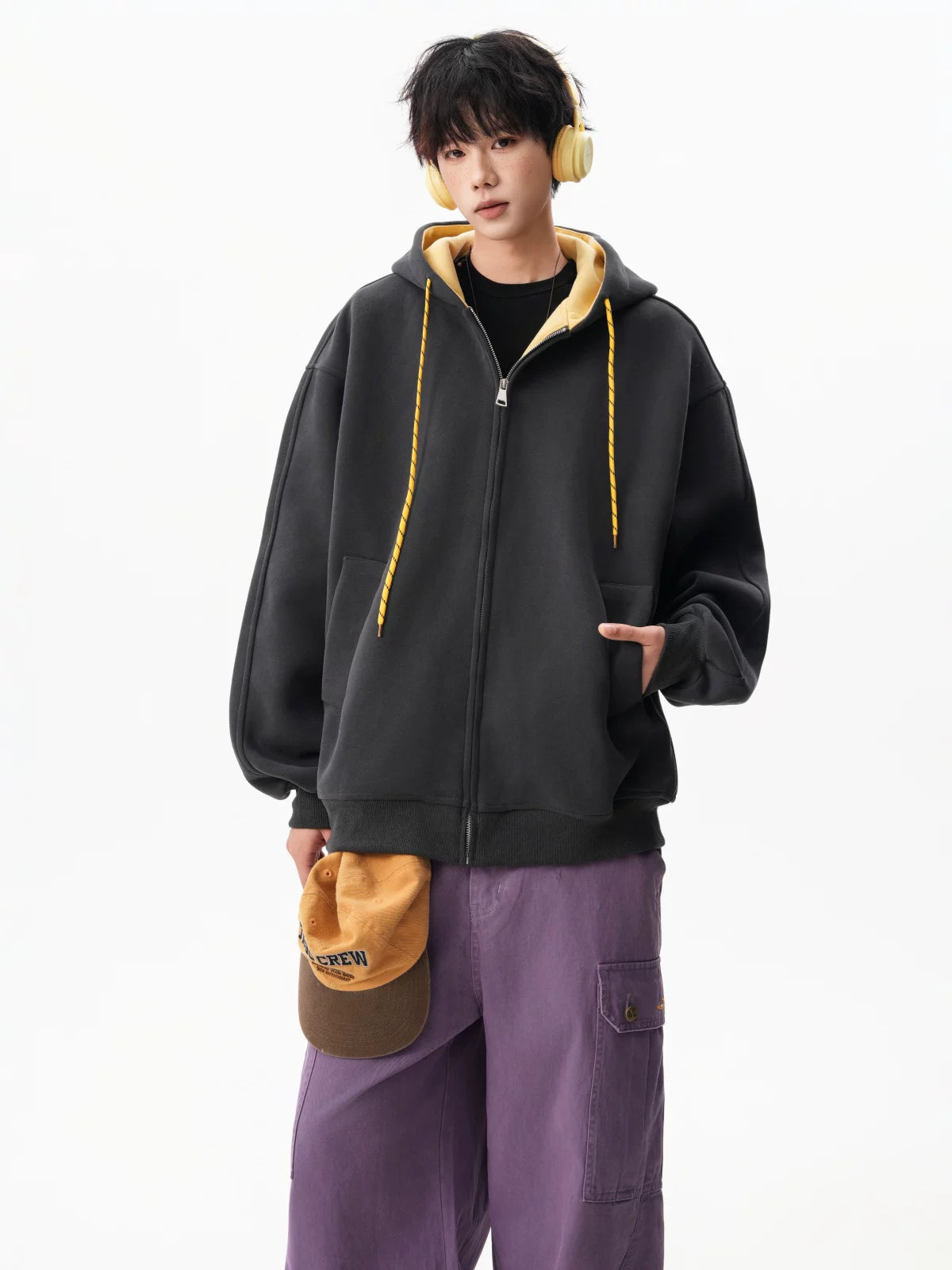 Echo Cord Contrast Zip Hoodie