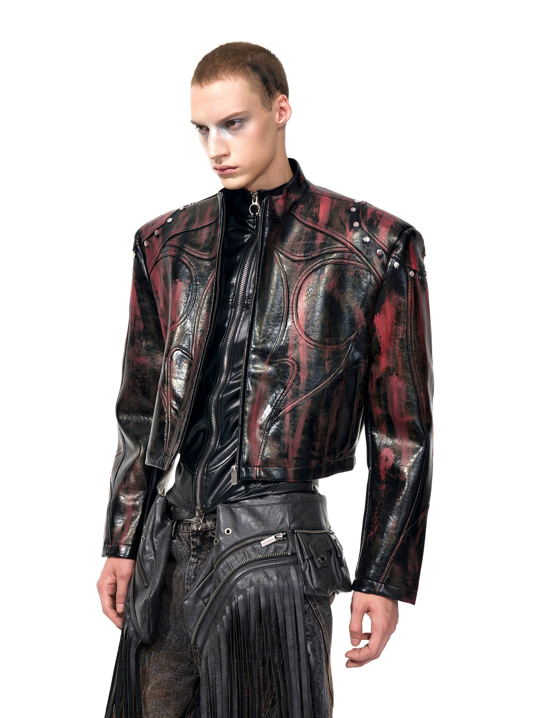Cropped Sheer Panel Jacket