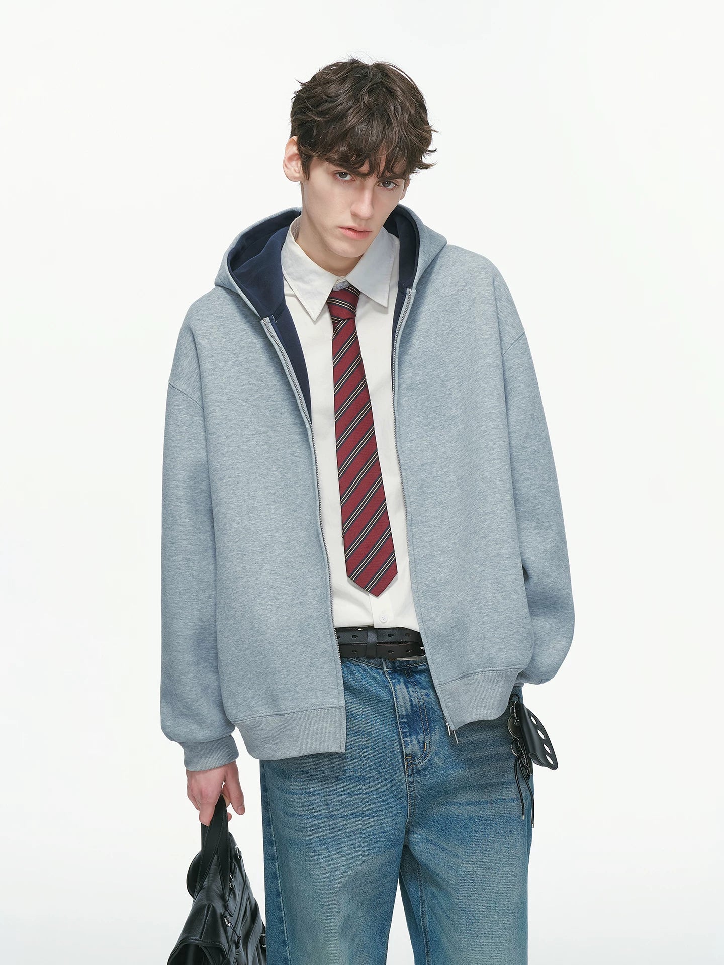 Dual-Tone Varsity Zip Hoodie