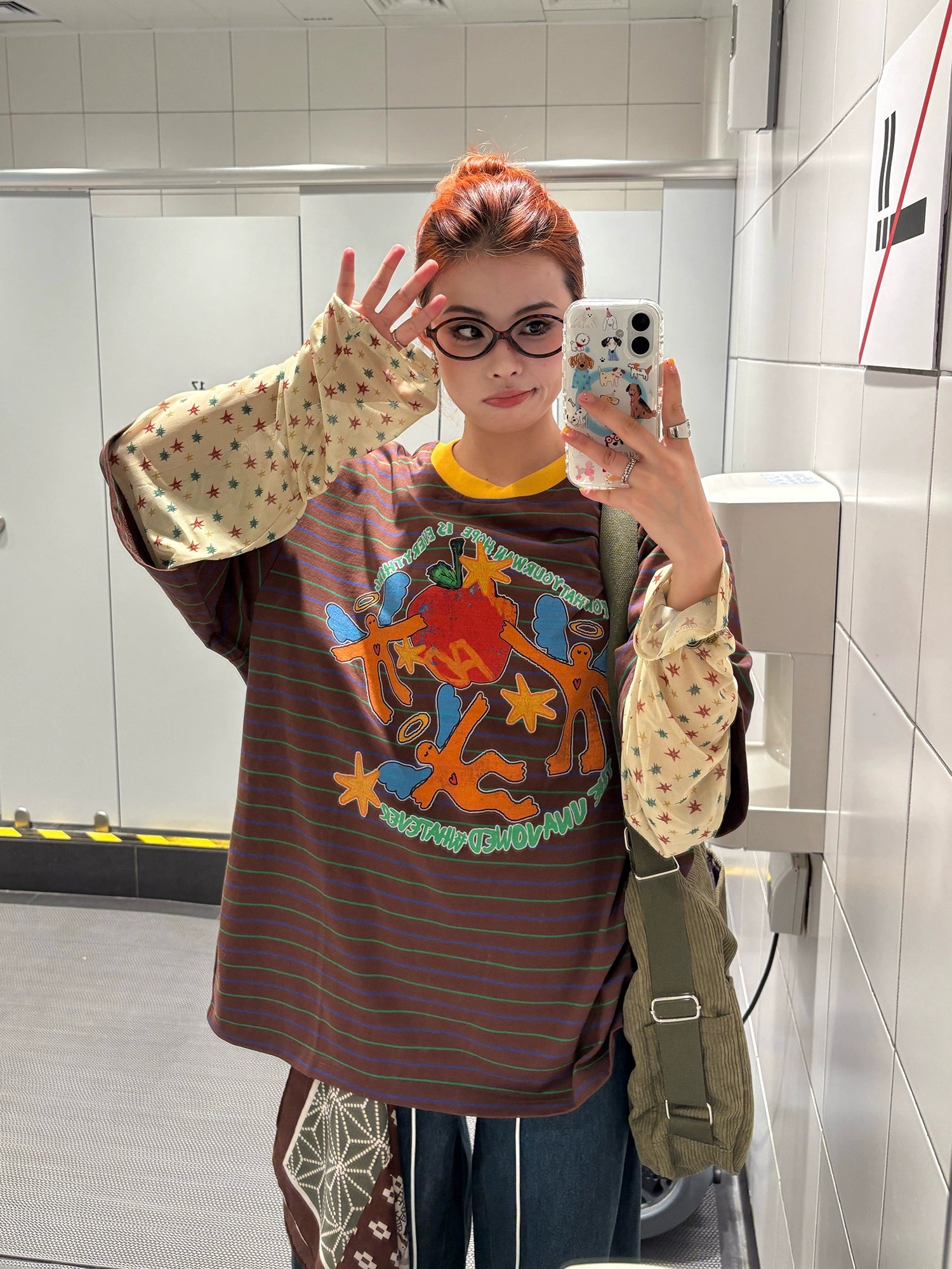 Cosmic Friends Striped Graphic Tee