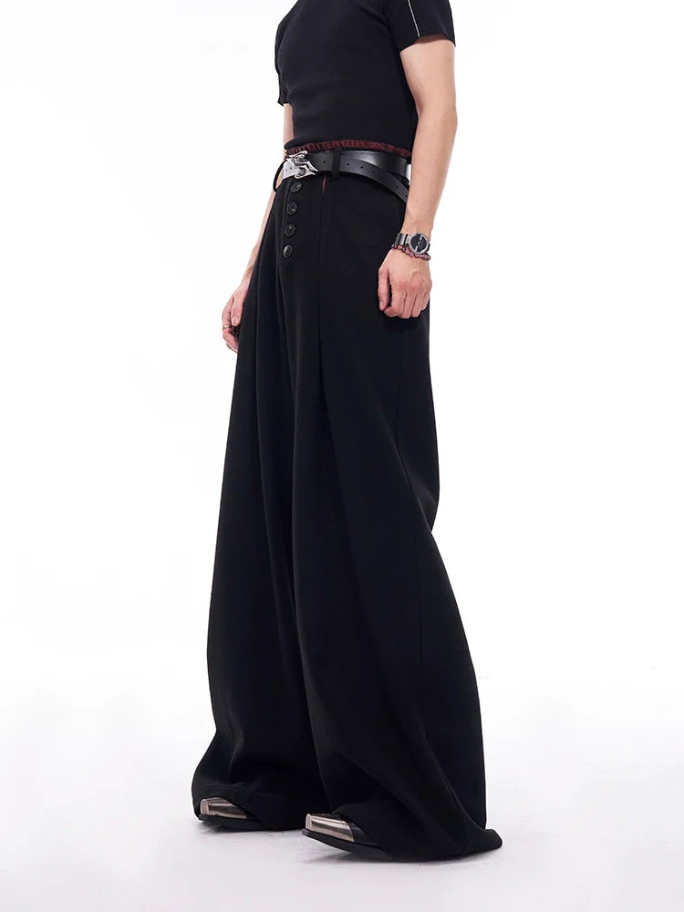 Two-Tone Leather Panel Blazer and Wide Leg Trousers Setup