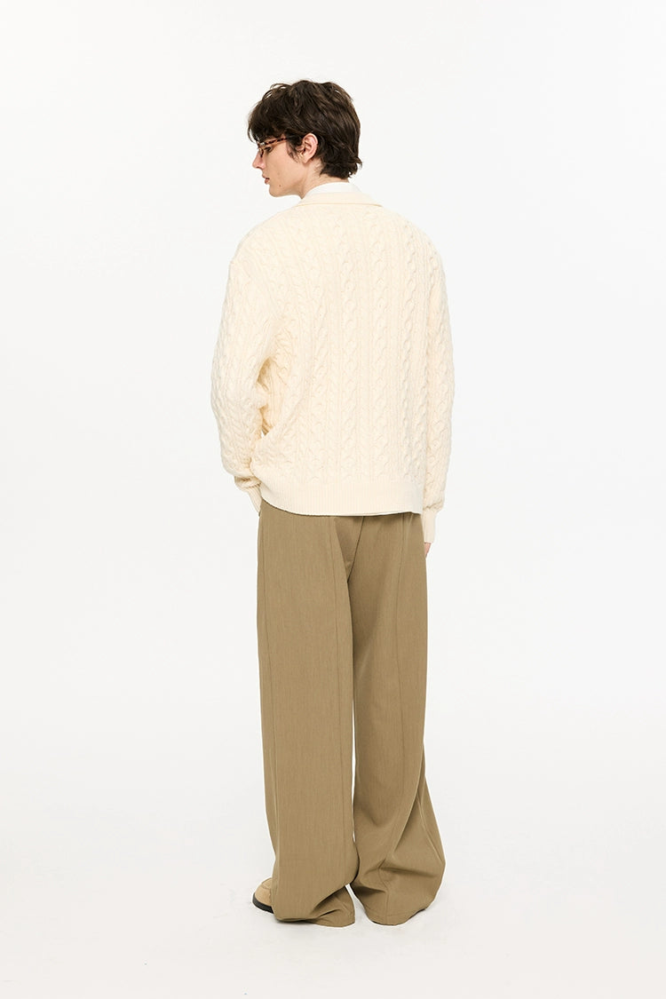 Cable Knit Polo Collar Sweater