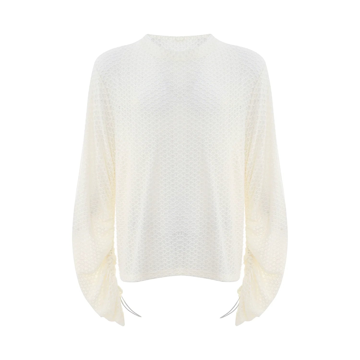 Drawstring Textured Turtleneck Sweater