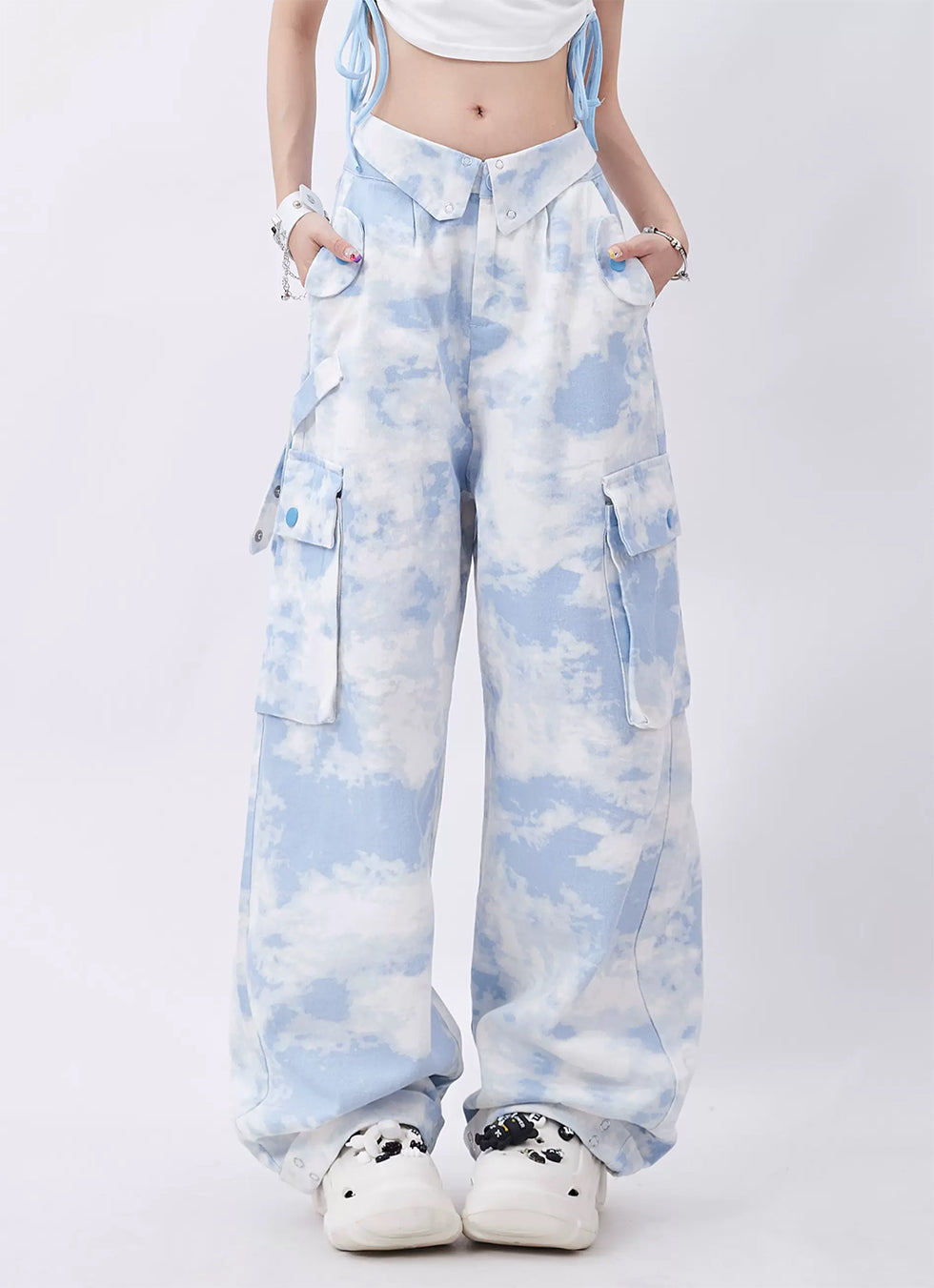 Flap Waist Loose Casual Pants - chiclara