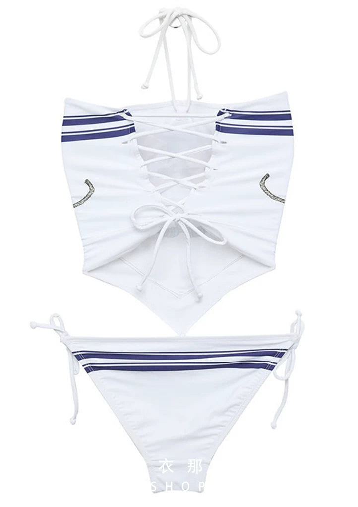 Nautical Anchor Scarf-Bandeau Bikini Set