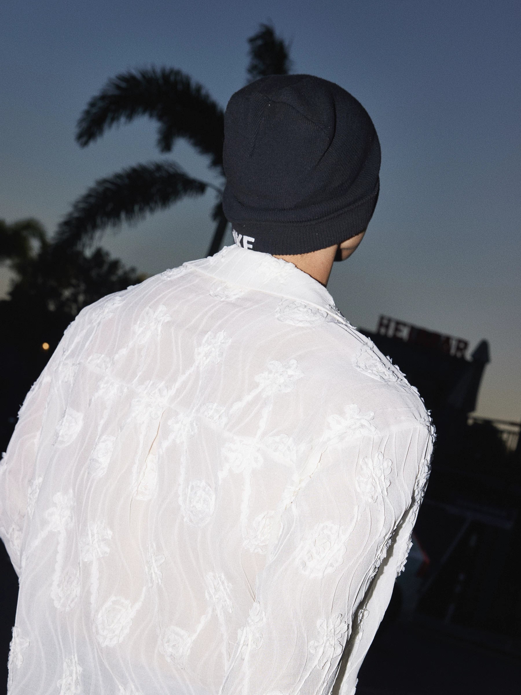 Seabreeze Sheer Embroidered Deep‑V Tunic