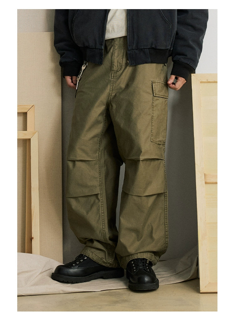 Straight-Leg Multi-Pocket Loose Casual Pants