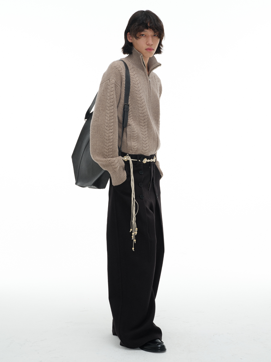 Cozy Cable Zip-Up Wheat Cardigan