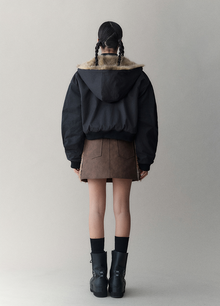 Reversible Hooded Faux Fur Winter Jacket