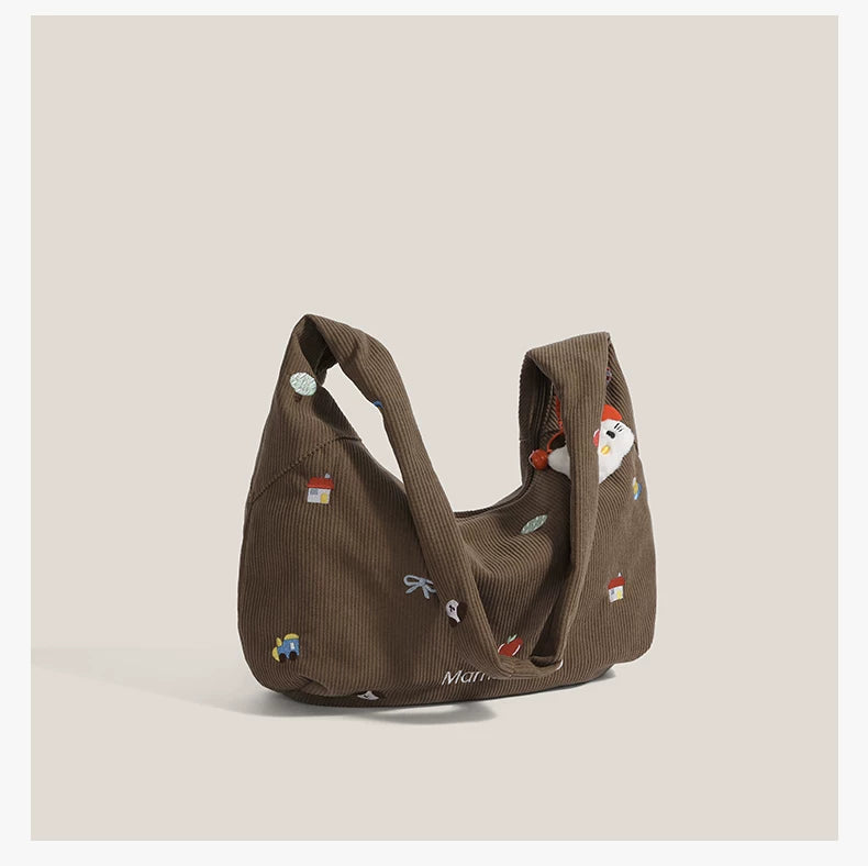 Charm Corduroy Hobo Bag