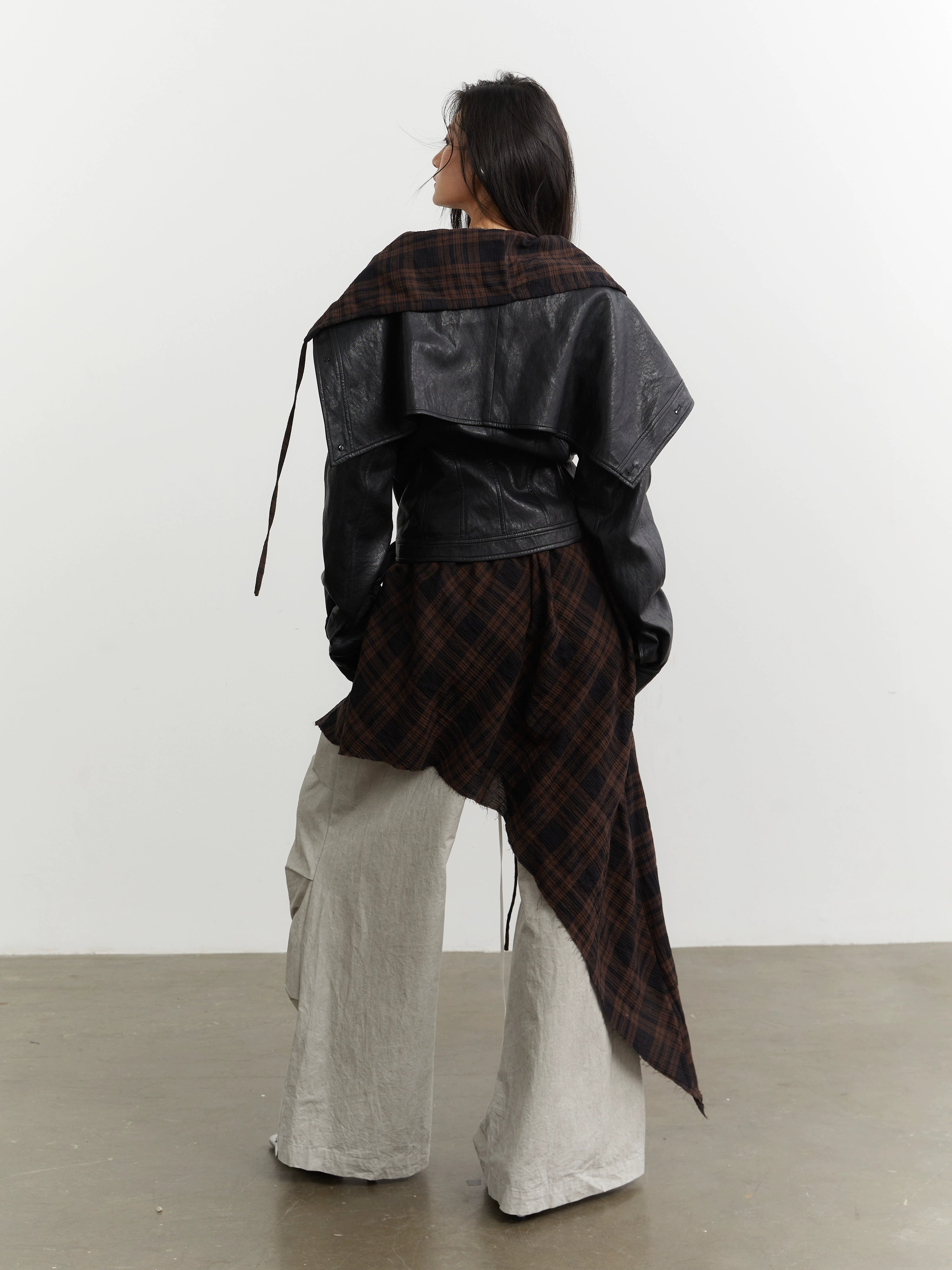 Plaid Rogue Convertible Leather Jacket and Skirt Setup