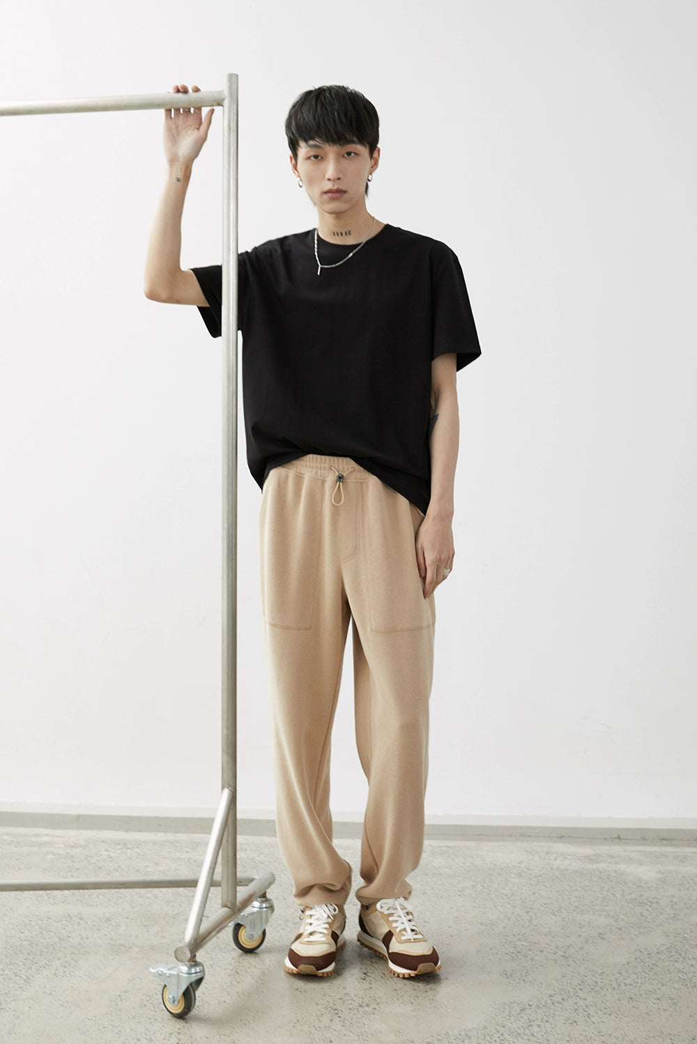 Drawstring Wide-Leg Athletic Pants