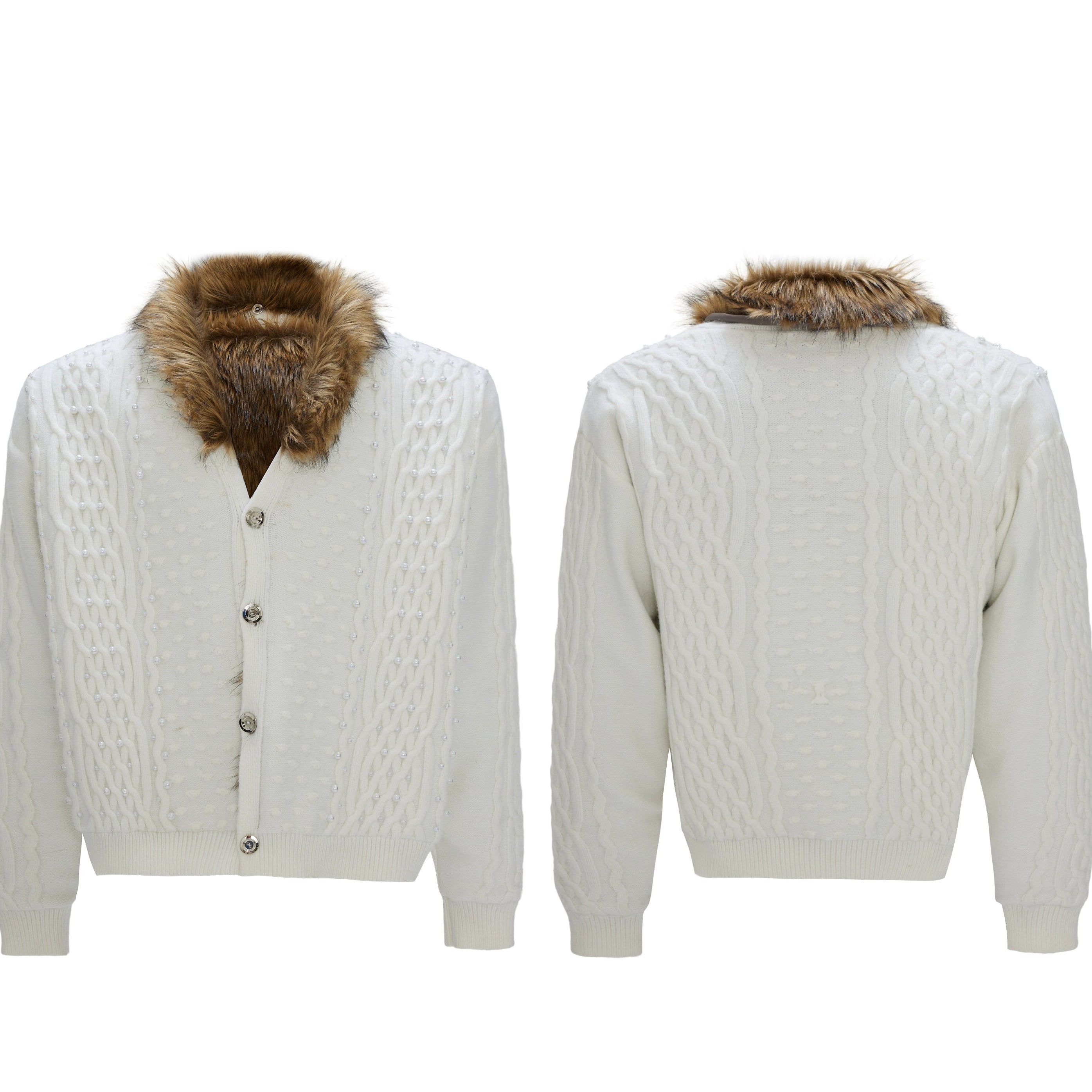 Pearl Frost Fur Collar Cardigan