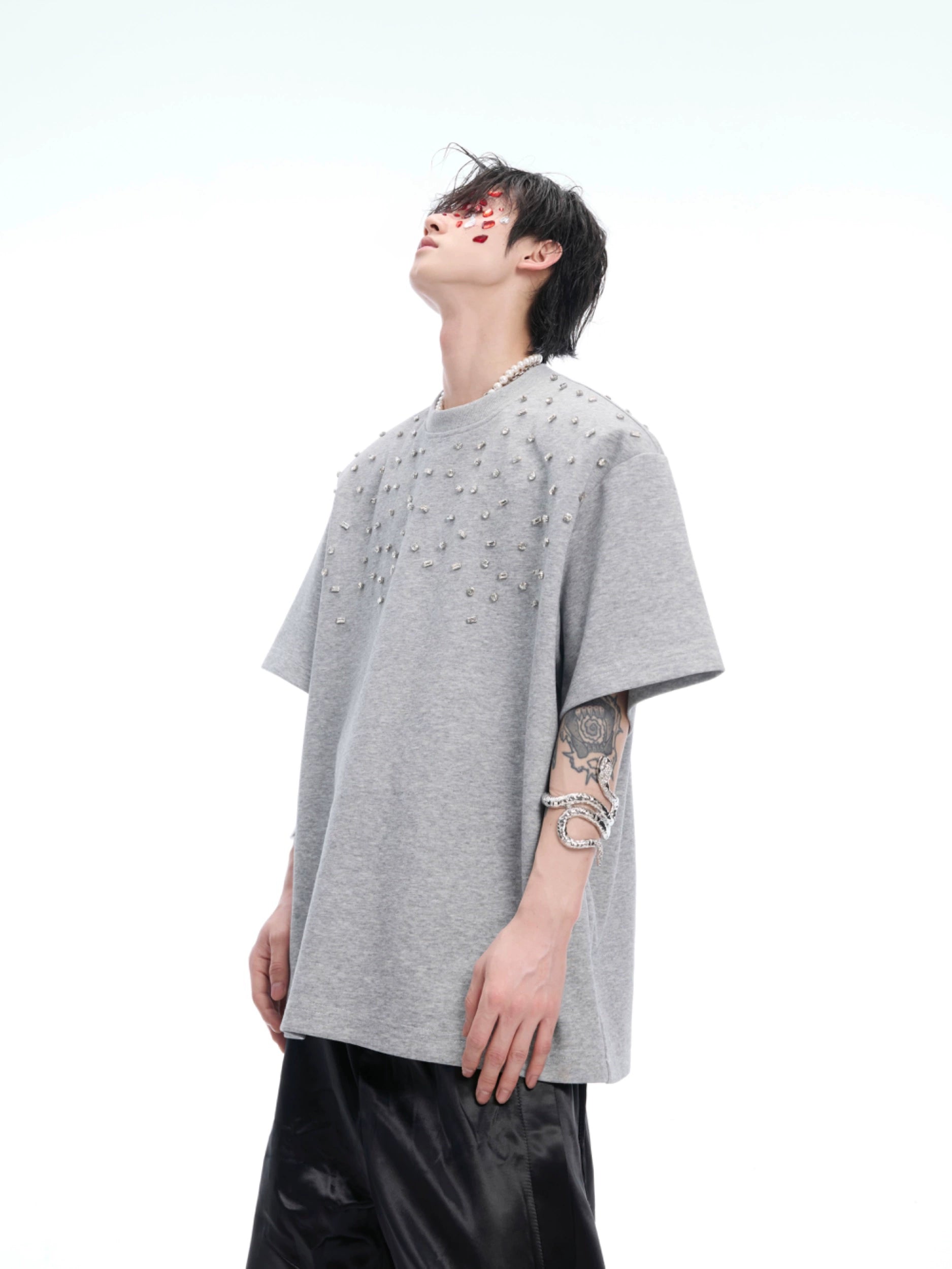 Pearl Cascade Cotton Black Tee