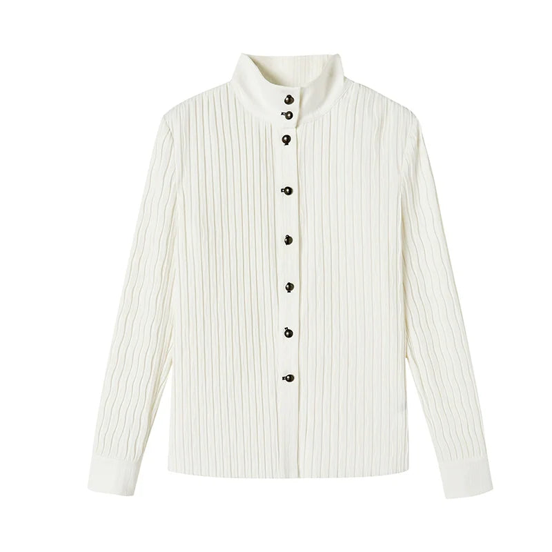 Pleated High Neck Shirt