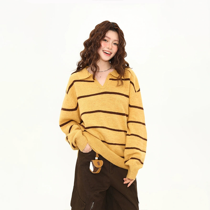 Golden Dusk Striped Knit Sweater