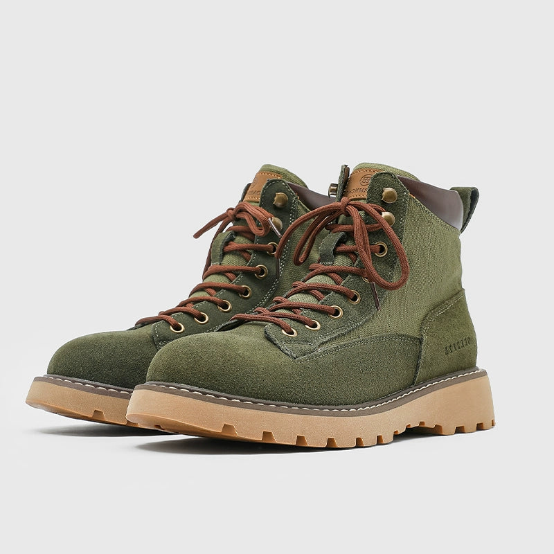 Suede Lace-Up Derby Shoes with Chunky Lug Soles