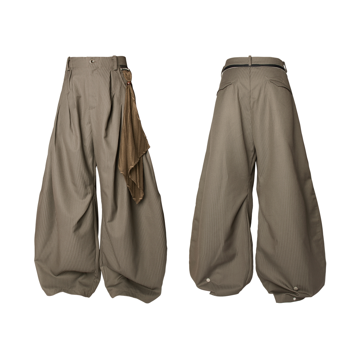 Draped Tassel Barrel Leg Trousers