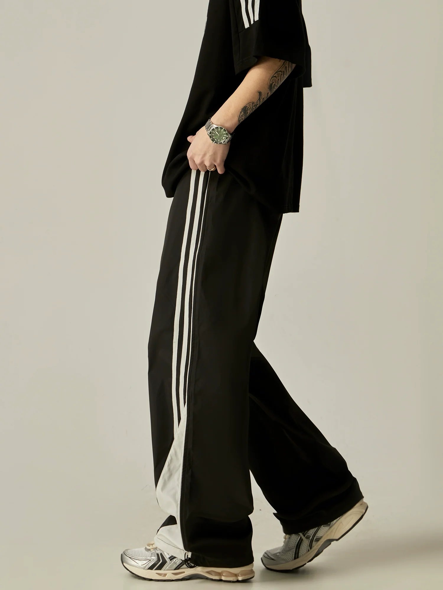 Wide-Leg Triple Stripe Track Pants