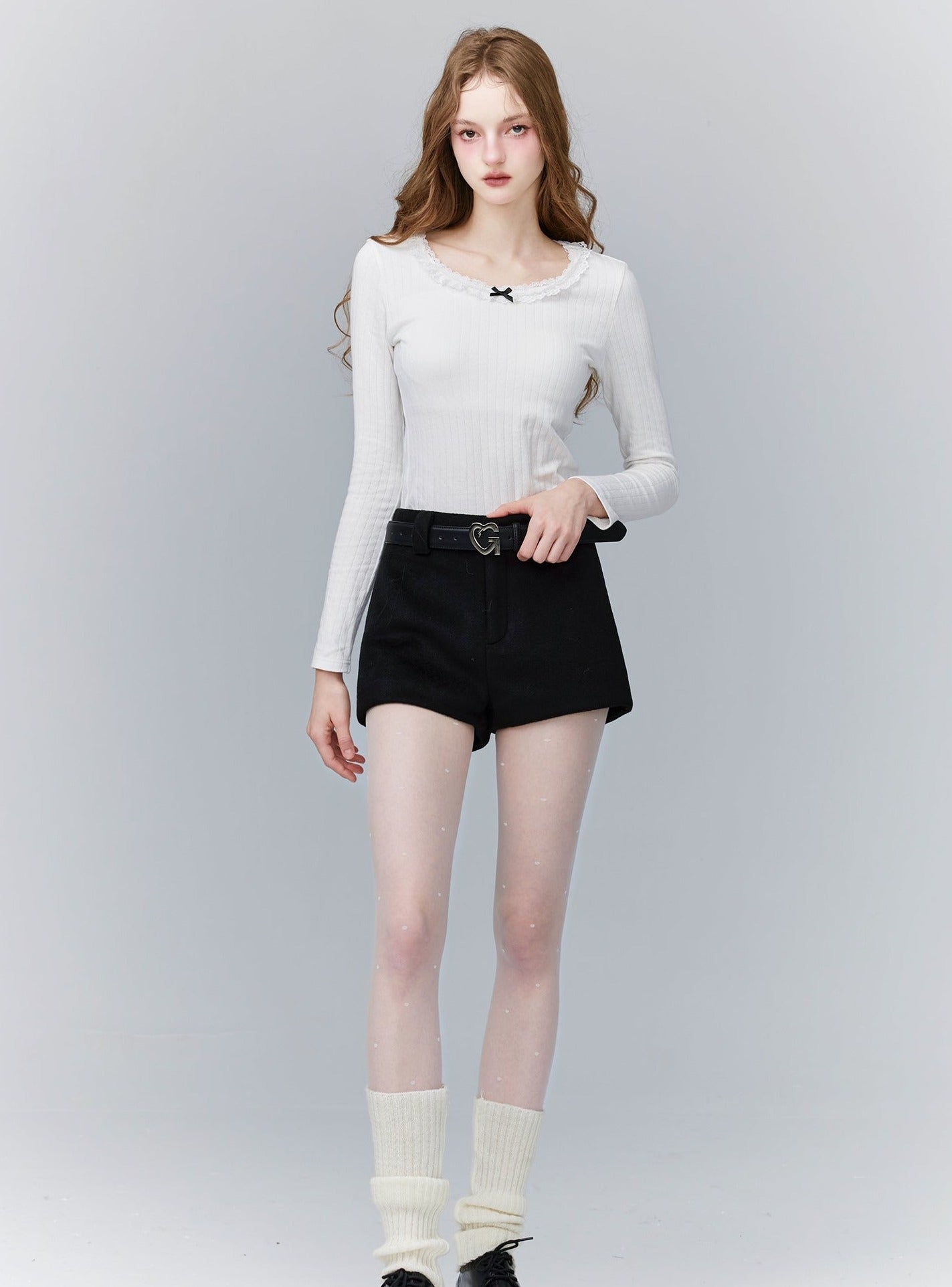 Versatile Tailored Micro Shorts: Sleek Flat-Front in Ivory and Black