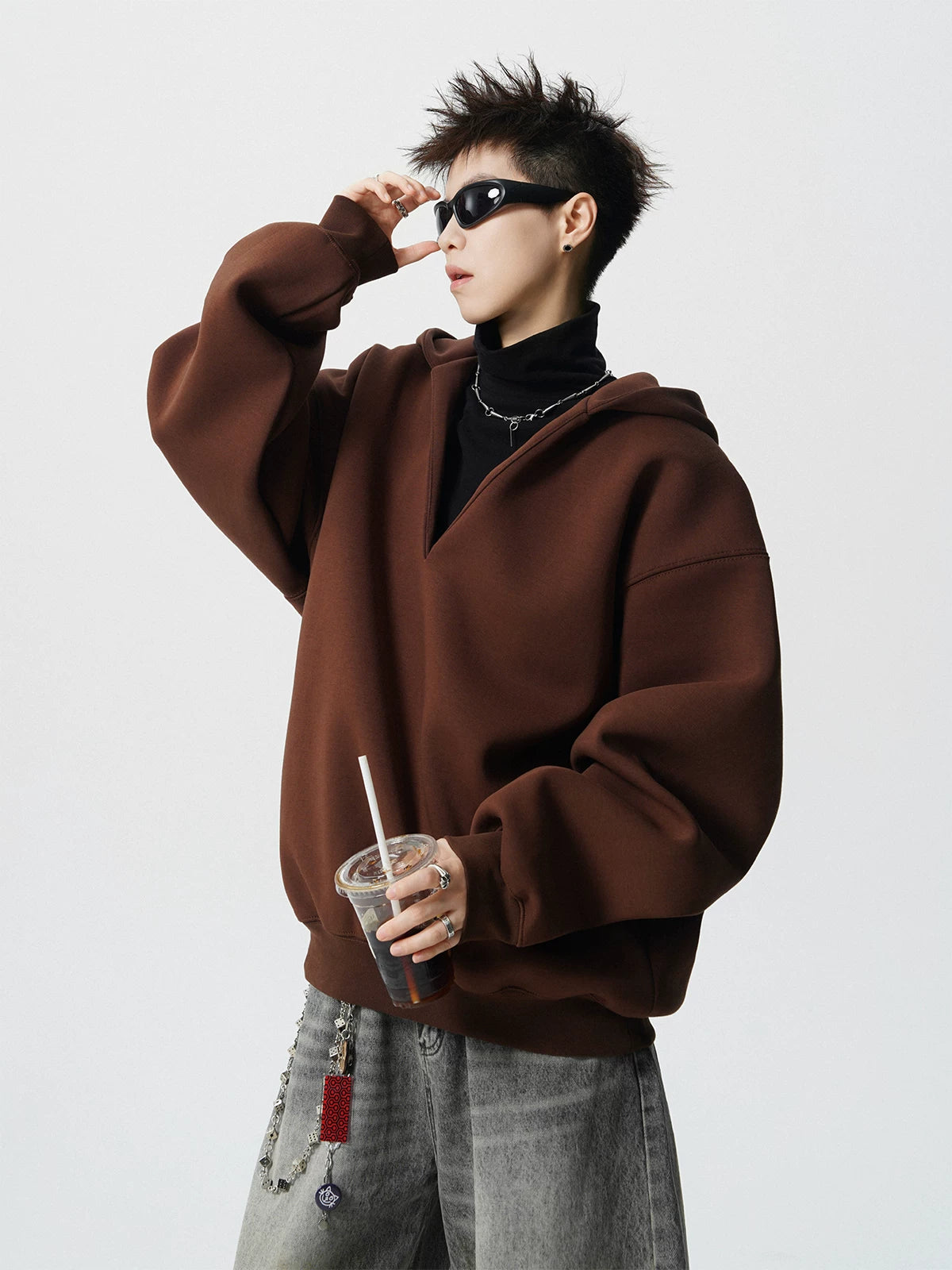 Mocha Drop Oversized Tunnel Hoodie