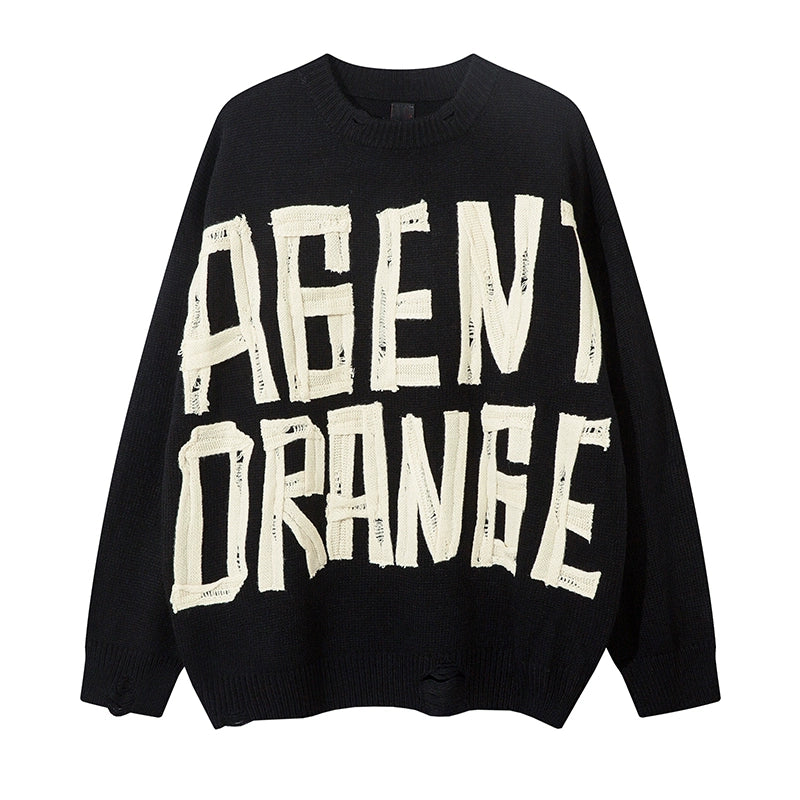 Agent Orange Distressed Knit Sweater