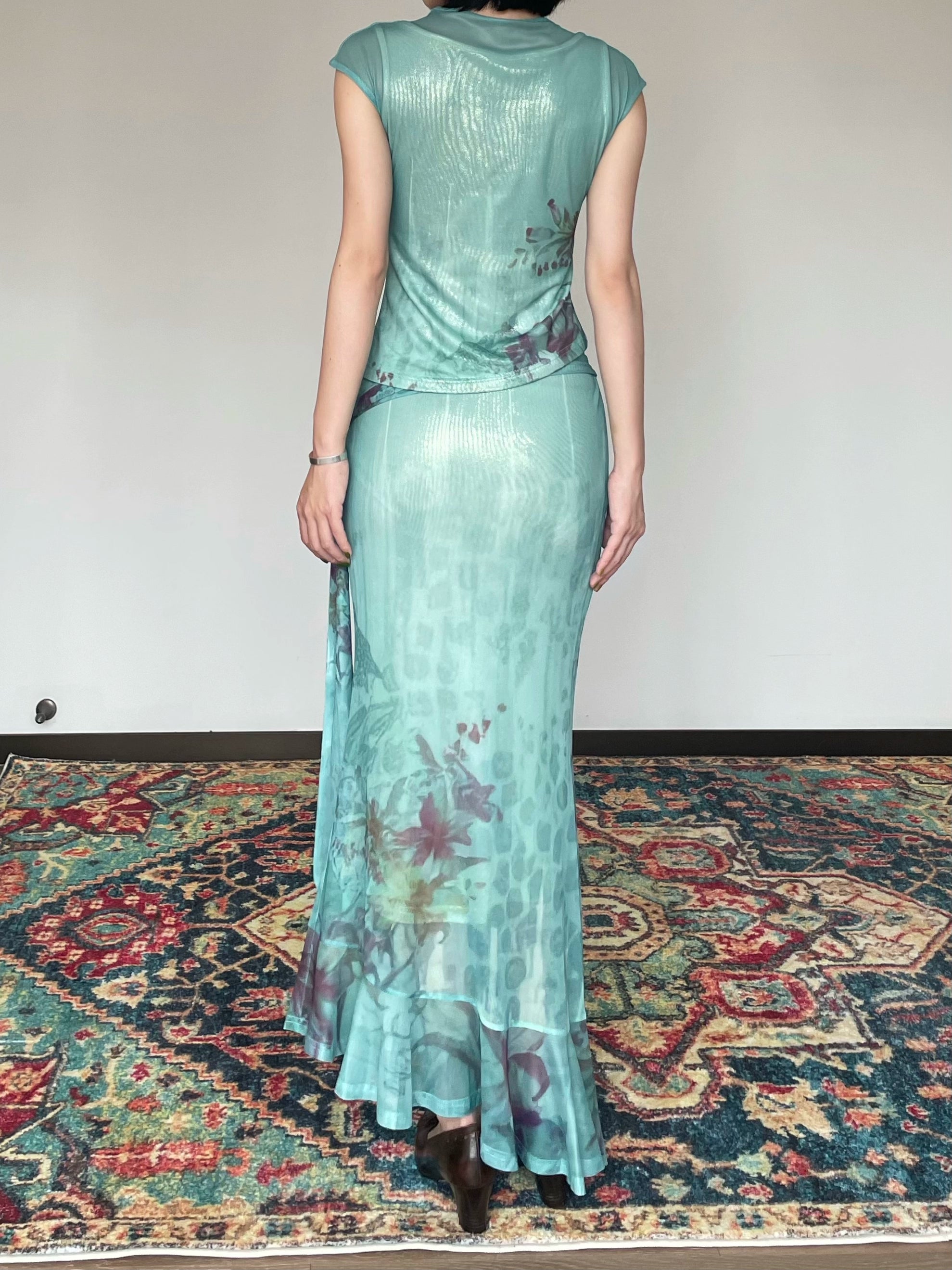Aqua Floral Maxi Set