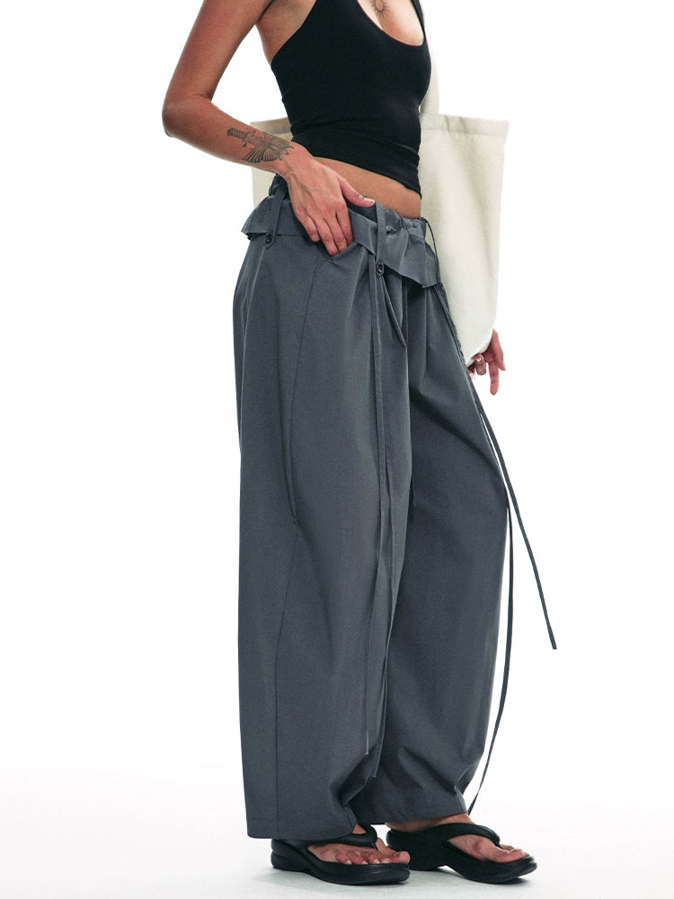 Wide-Leg Paper Bag Trousers