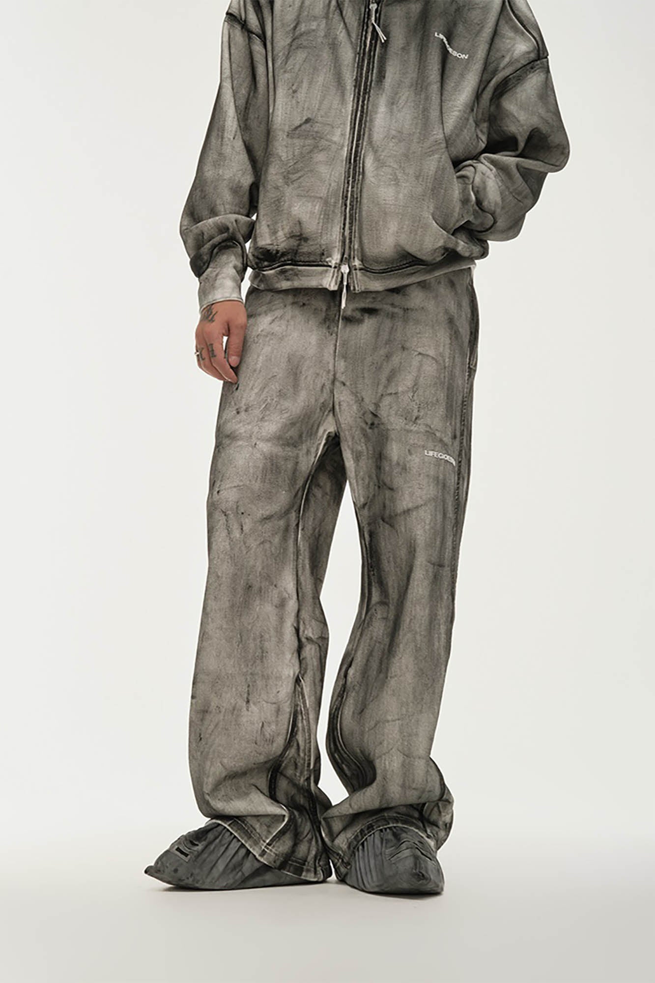 Washed Denim Track Pants