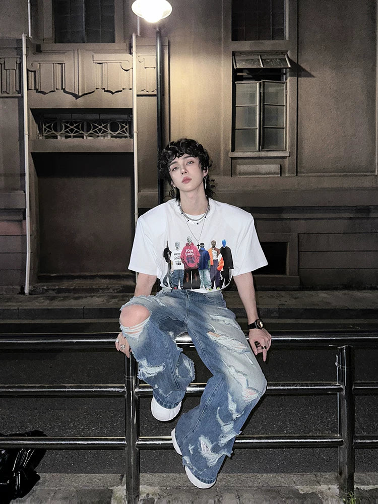 Ruinwave Super-Distressed Wide Cargo Jeans