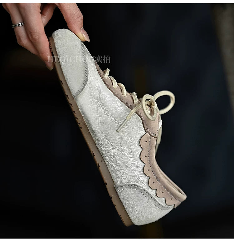 Alba Retro Lace-Up Leather Sneakers