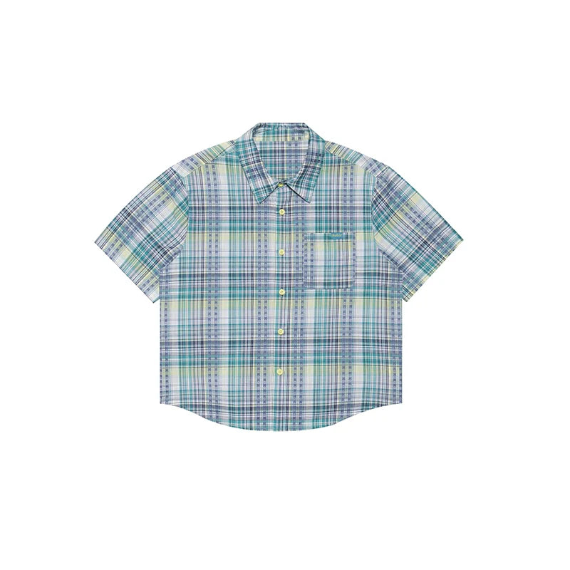 Vibrant Plaid Button-Up Shirt - chiclara