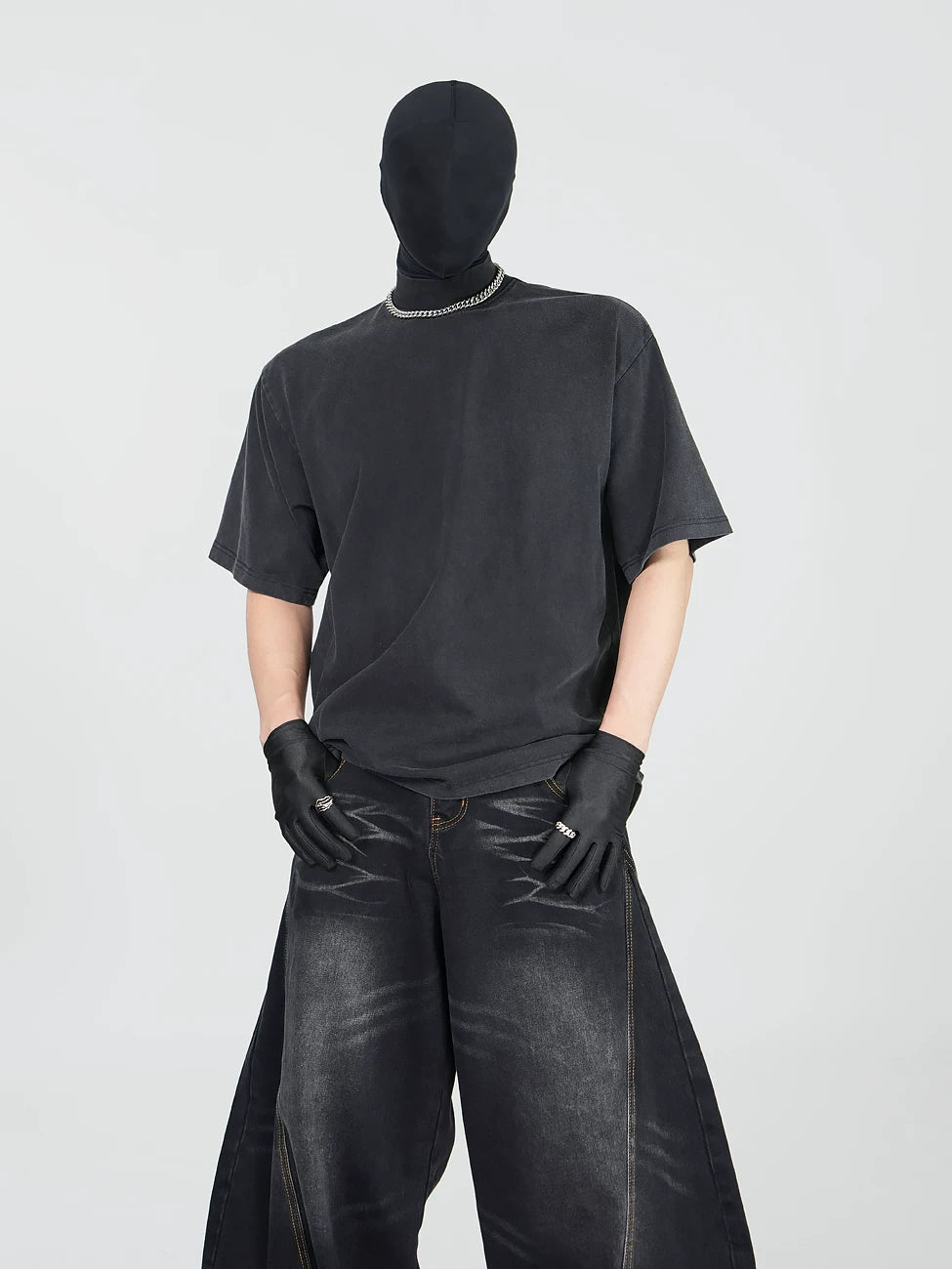 Blank Signal High‑Neck Oversized Tee