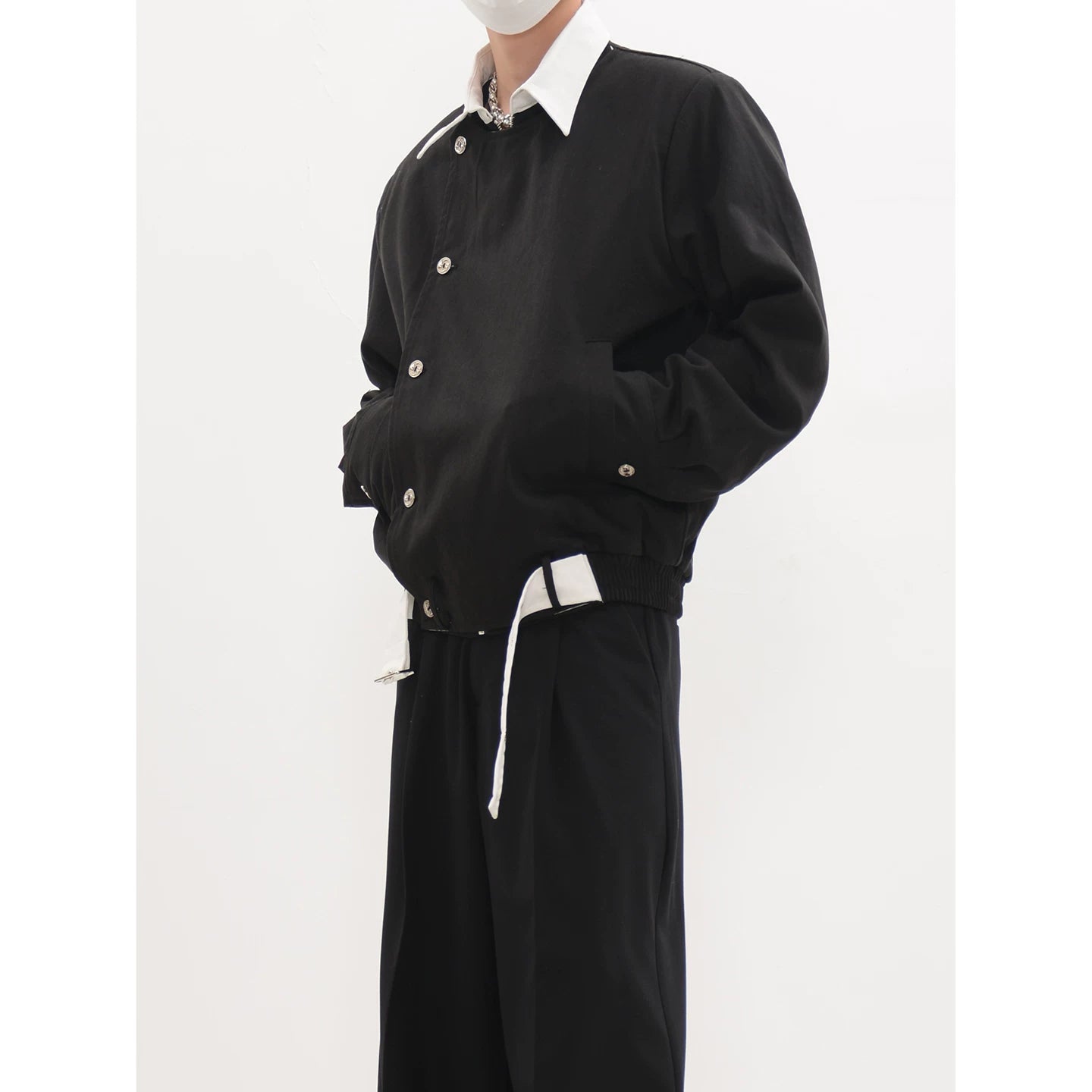 Asymmetric Button Front Blouson Jacket