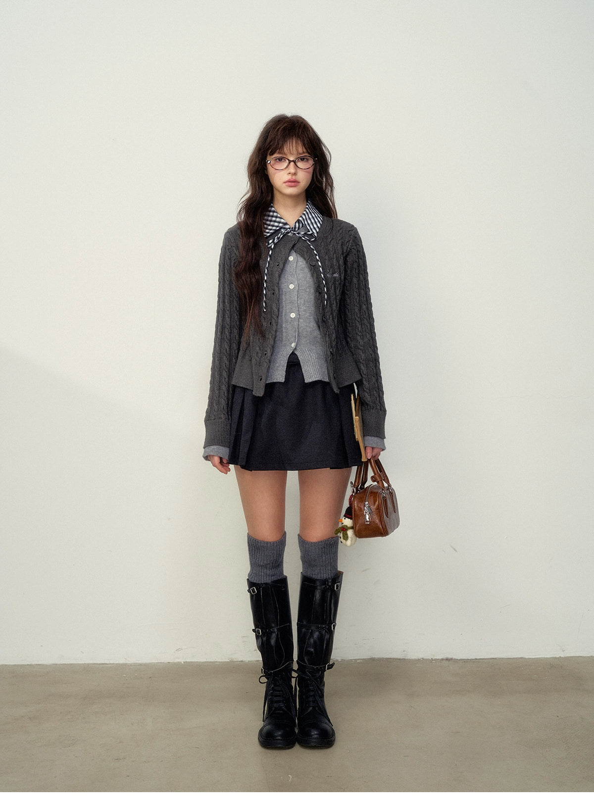 Cable Knit Preppy Style Cardigan