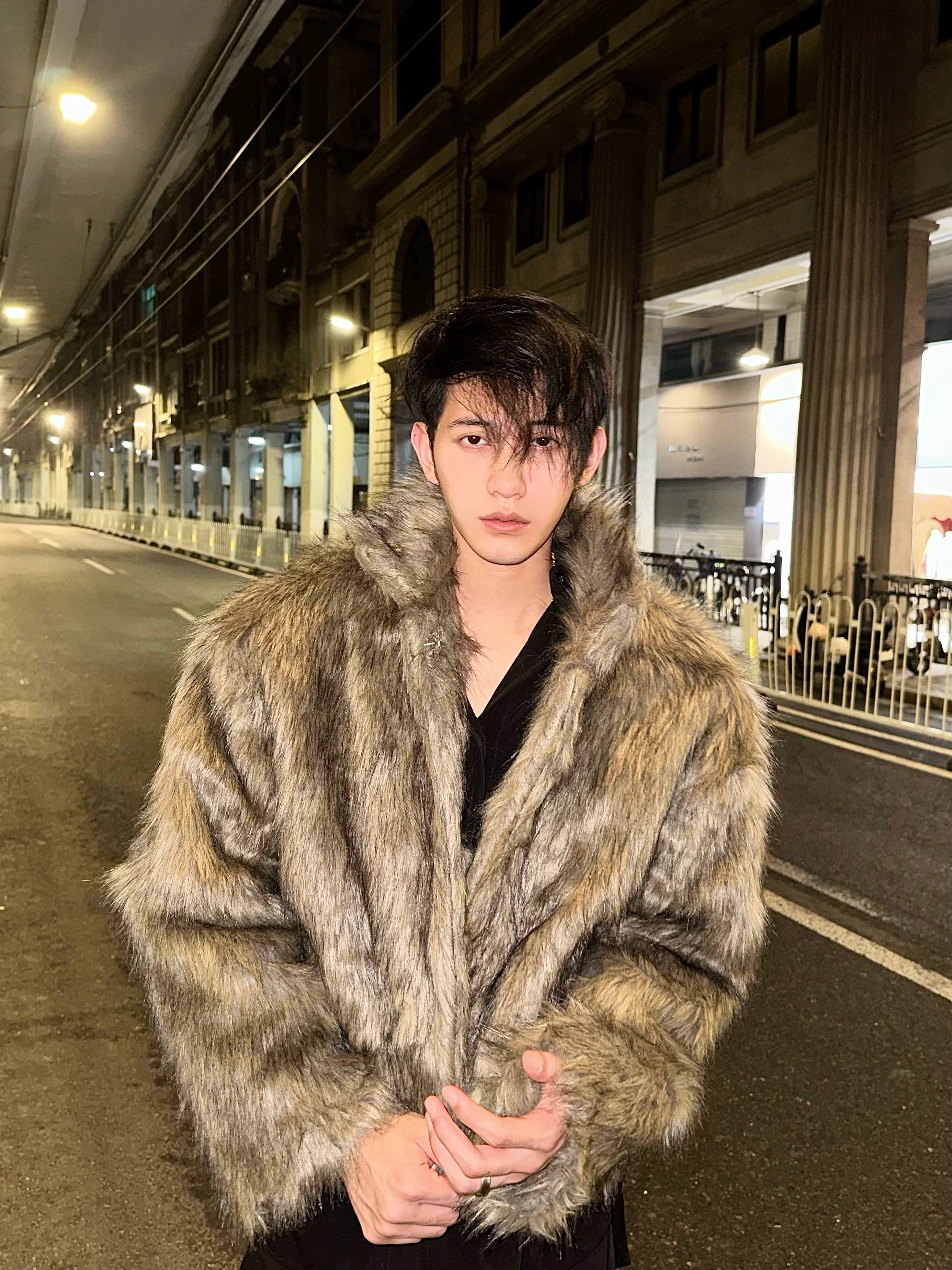 Brown Faux Fur Hooded Coat