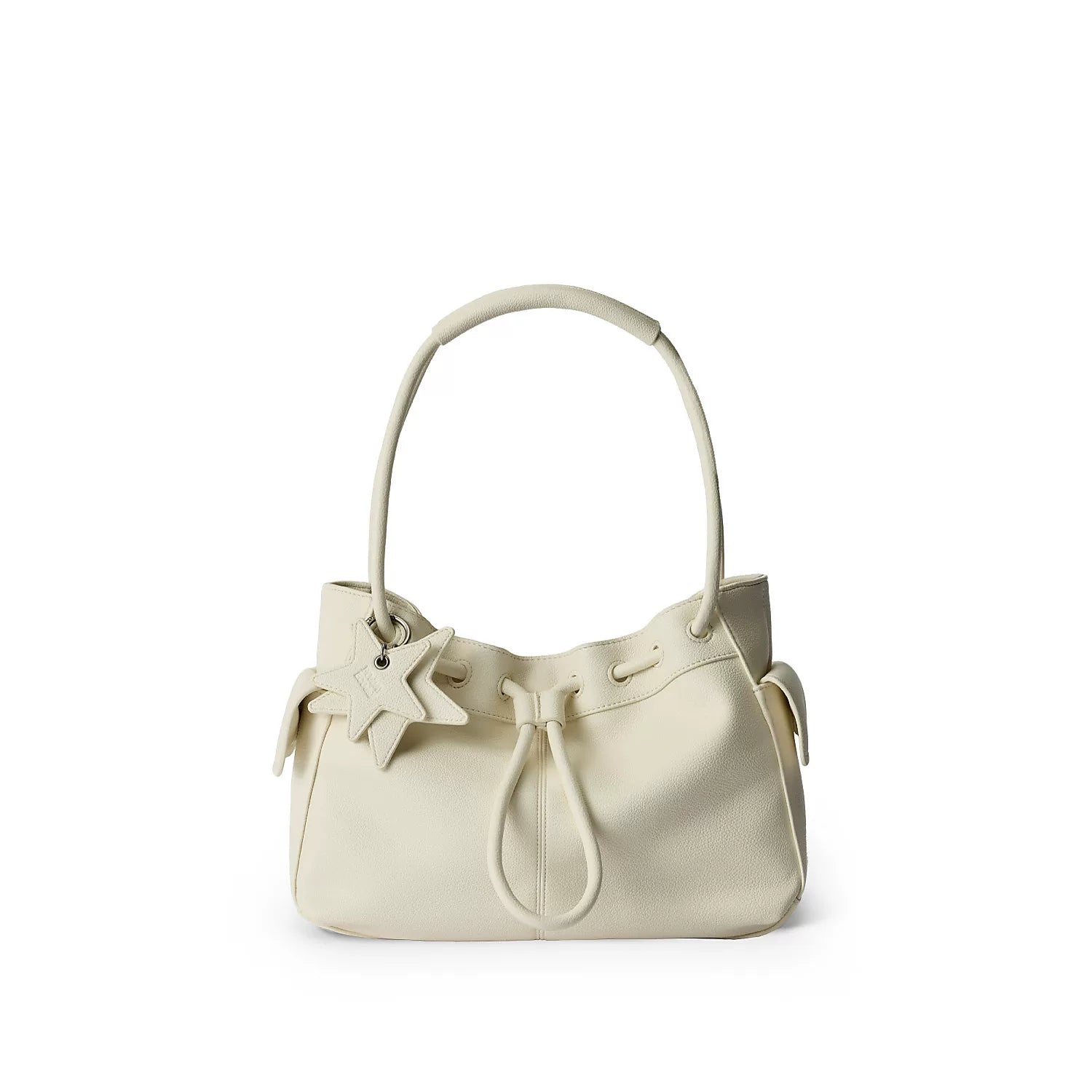 Drawstring Cloud Shoulder Bag - Cheese White / Small