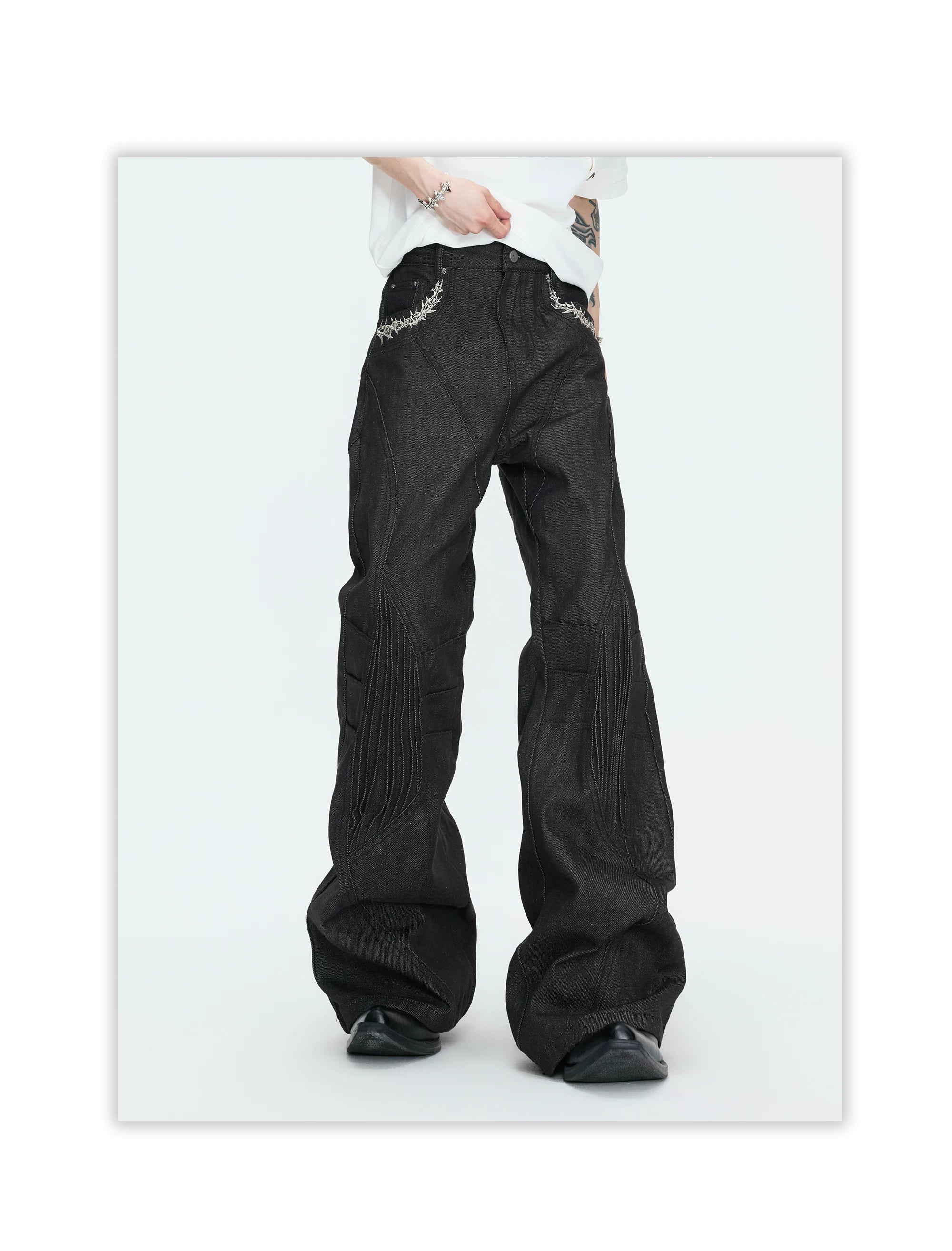 Sculpted Seam Wide Leg Jeans