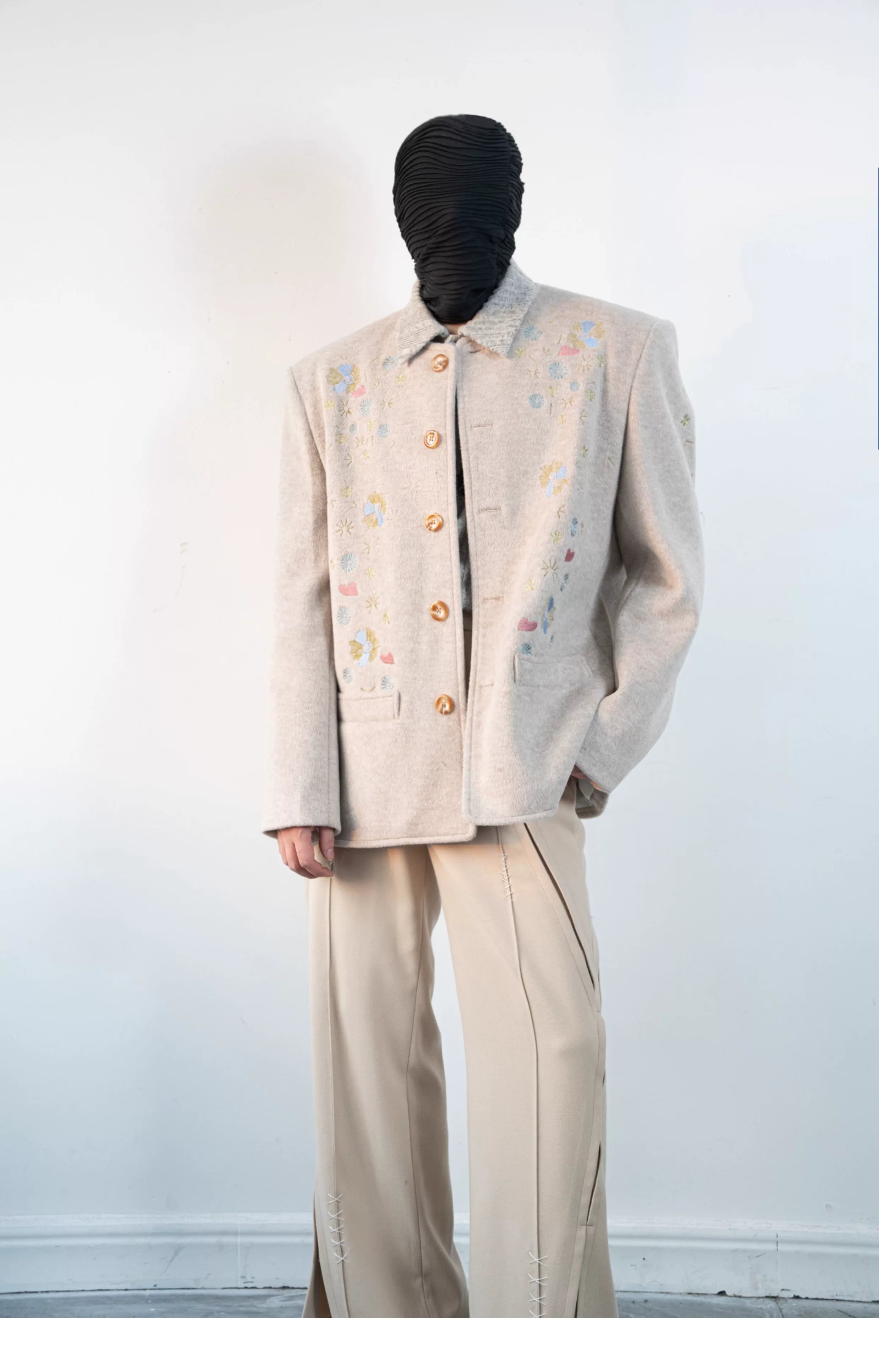 Blush Meadow Embroidered Wool Jacket