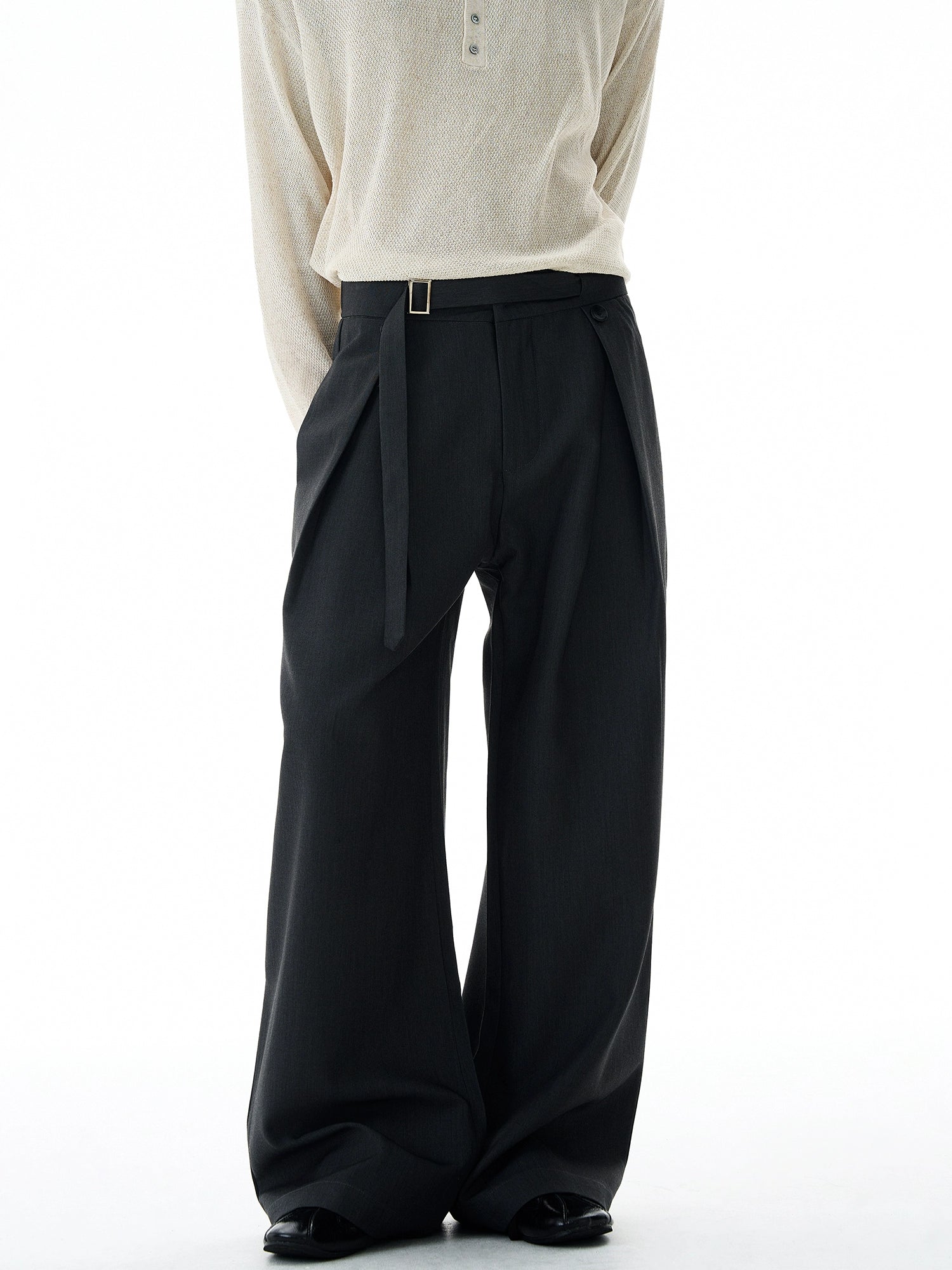 Sand Crest Draped Wide Trousers